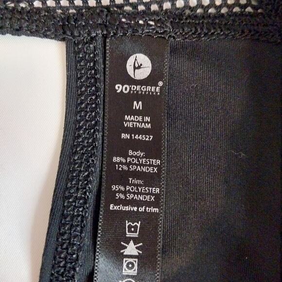 90 Degree by Reflex Yoga Top Size Medium Black Mesh Open Back Workout Active - Picture 3 of 11